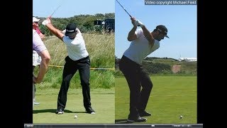 Jon Rahm golf swing  Long Iron faceon amp downtheline July 2017 [upl. by Oleic677]