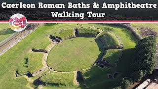 CAERLEON ROMAN BATHS amp AMPHITHEATRE WALES  Walking Tour  Pinned on Places [upl. by Yllatan]