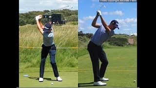 Justin Thomas golf swing  Long Iron faceon amp downtheline July 2017 [upl. by Arimaj]